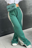 Green Sportwear Casual Loose Mid Waist Wide Leg Sweatpants