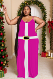 Red Christmas Party Outfit Sleeveless Backless Spaghetti Strap Floor Length Plus Size Straight Loose Maxi Dress