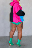 Black Red Sportwear Street Letter Print Patchwork Long Sleeve Fall Winter Hooded Sweatshirt