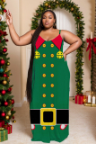 Red Christmas Party Outfit Sleeveless Backless Spaghetti Strap Floor Length Plus Size Straight Loose Maxi Dress