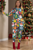 Black Red Christmas 2 Piece Outfits Christmas Tree Snowman Print O Neck Long Sleeve T Shirt and Skinny Pant Two Piece Trousers Set