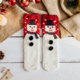 Khaki Casual Santa Claus Snowman Print Christmas Tree Furry Sock