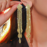 Pink Party Rhinestone Tassel Earrings with Beaded Strands