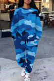 Yellow Casual Graphcis Print O Neck Long Sleeve Sweatshirt And Pants Casual Sportwear Two Piece Jogger Set