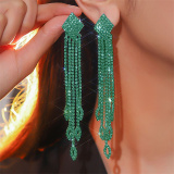 Pink Party Rhinestone Tassel Earrings with Beaded Strands
