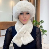 Black Casual Woolen Winter Hat And Fluffy Neck Scarves