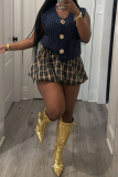 Casual Leopard Print Loose Mid Waist Bubble Mini Skirt