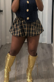 Casual Leopard Print Loose Mid Waist Bubble Mini Skirt