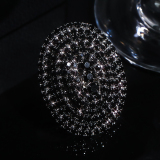 Silver Rhinestone Round Party Cocktail Ring with Gemstone Embellishments