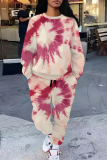 Light Purple Casual Graphcis Print O Neck Long Sleeve Sweatshirt And Pants Casual Sportwear Two Piece Jogger Set