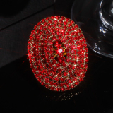 Silver Rhinestone Round Party Cocktail Ring with Gemstone Embellishments