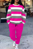 Yellow Casual Graphcis Print O Neck Long Sleeve Sweatshirt And Pants Casual Sportwear Two Piece Jogger Set