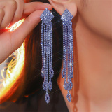 Pink Party Rhinestone Tassel Earrings with Beaded Strands