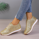 Gold Casual Sportswear Sequins Round Sport Running Women's Slip-on Sneakers