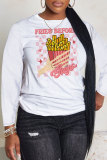 Pink Casual Letter Print Basic O Neck Long Sleeve Sweatshirt