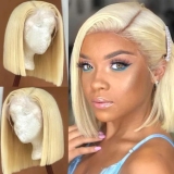 Gold Casual Straight Bob Lace Human Hair Wig