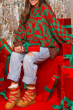 Red White Casual Chriatmas Party Outfits Plaid Candy Weave O Neck Long Sleeve Fall Winter Knitted Sweater