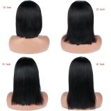 Black Casual Straight Shoulder Length Sleek Bob Lace Closure Wig