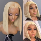Gold Casual Straight Bob Lace Human Hair Wig