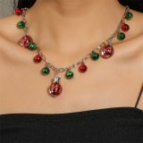 Red Green Christmas-Themed Statement Necklace With Beads