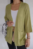 Black Casual Pocket Long Sleeve Cardigan Knitted Sweater Jackets