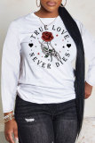 Pink Casual Letter Print Basic O Neck Long Sleeve Sweatshirt