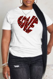 White Black Casual Letter Print O Neck Short Sleeve Oversize Graphics T-Shirts