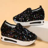 Silver Casual Sequins Glittery High-Top Sneakers Sportswear Round Sport Running Shoes