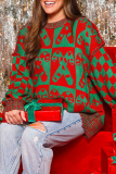 Red White Casual Chriatmas Party Outfits Plaid Candy Weave O Neck Long Sleeve Fall Winter Knitted Sweater