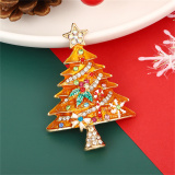 Red Casual Christmas Tree Rhinestone Decor Brooch