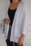 Black Casual Pocket Long Sleeve Cardigan Knitted Sweater Jackets