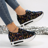 Silver Casual Sequins Glittery High-Top Sneakers Sportswear Round Sport Running Shoes