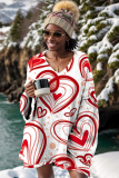White Casual Letter Print Basic V Neck Long Sleeve Fall Winter Sweater Tops