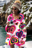 White Casual Letter Print Basic V Neck Long Sleeve Fall Winter Sweater Tops