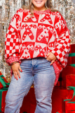 Red White Casual Chriatmas Party Outfits Plaid Candy Weave O Neck Long Sleeve Fall Winter Knitted Sweater