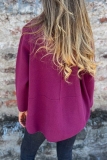 Purple Casual Buttons Turndown Collar Long Sleeve Winter Jackets