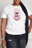 White Black Casual Letter Print O Neck Short Sleeve Oversize Graphics T-Shirts