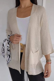 Black Casual Pocket Long Sleeve Cardigan Knitted Sweater Jackets