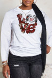 Pink Casual Letter Print Basic O Neck Long Sleeve Sweatshirt