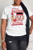 White Black Casual Letter Print O Neck Short Sleeve Oversize Graphics T-Shirts