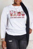 Pink Casual Letter Print Basic O Neck Long Sleeve Sweatshirt