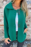Purple Casual Buttons Turndown Collar Long Sleeve Winter Jackets