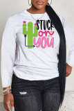 Pink Casual Letter Print Basic O Neck Long Sleeve Sweatshirt