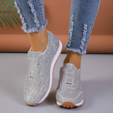 Gold Casual Sportswear Sequins Round Sport Running Women's Slip-on Sneakers