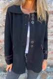 Purple Casual Buttons Turndown Collar Long Sleeve Winter Jackets