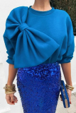 White Formal Office Casual Bow Decor O Neck Long Sleeve Fall Winter Sweatshirt