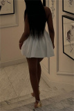 White Casual Vacation Backless Sleeveless Vacation Halter A Line Pleated Mini Dresses