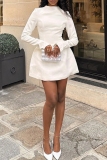 White Formal Evening Party Prom Backless Half A Turtleneck Long Sleeve A Line Mini Dresses