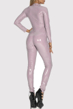 Black Long Sleeve Zipper PU Leather Shiny Lingerie