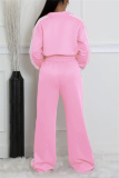 Blue Sportwear Stripe Print Casual Daily Long Sleeve Jackets And Wide Leg Sweatpants Two Pieces Jogger Sets